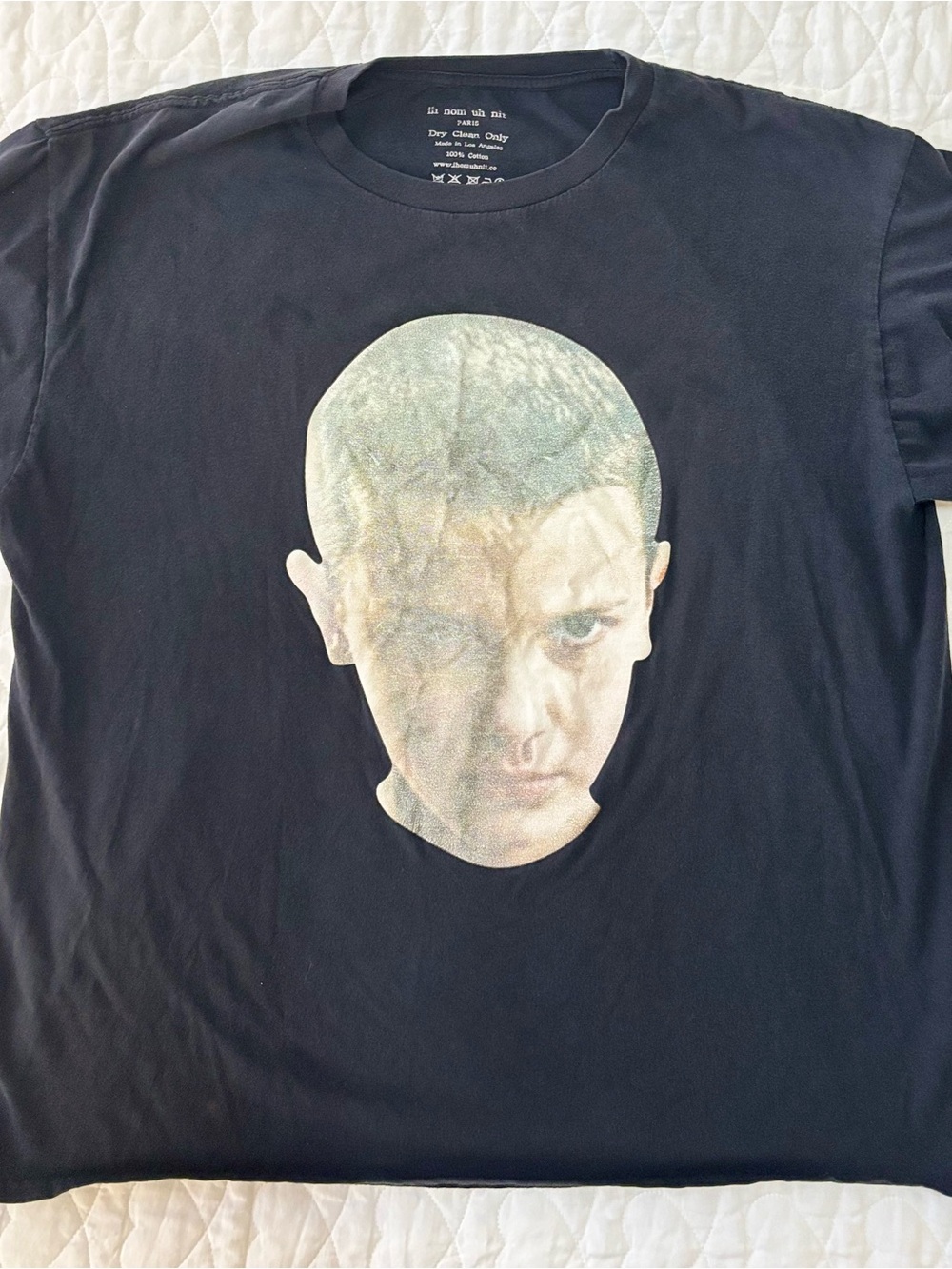 ih nom uh nit Unisex 2XL Eleven Stranger Things Paris T-Shirt Black